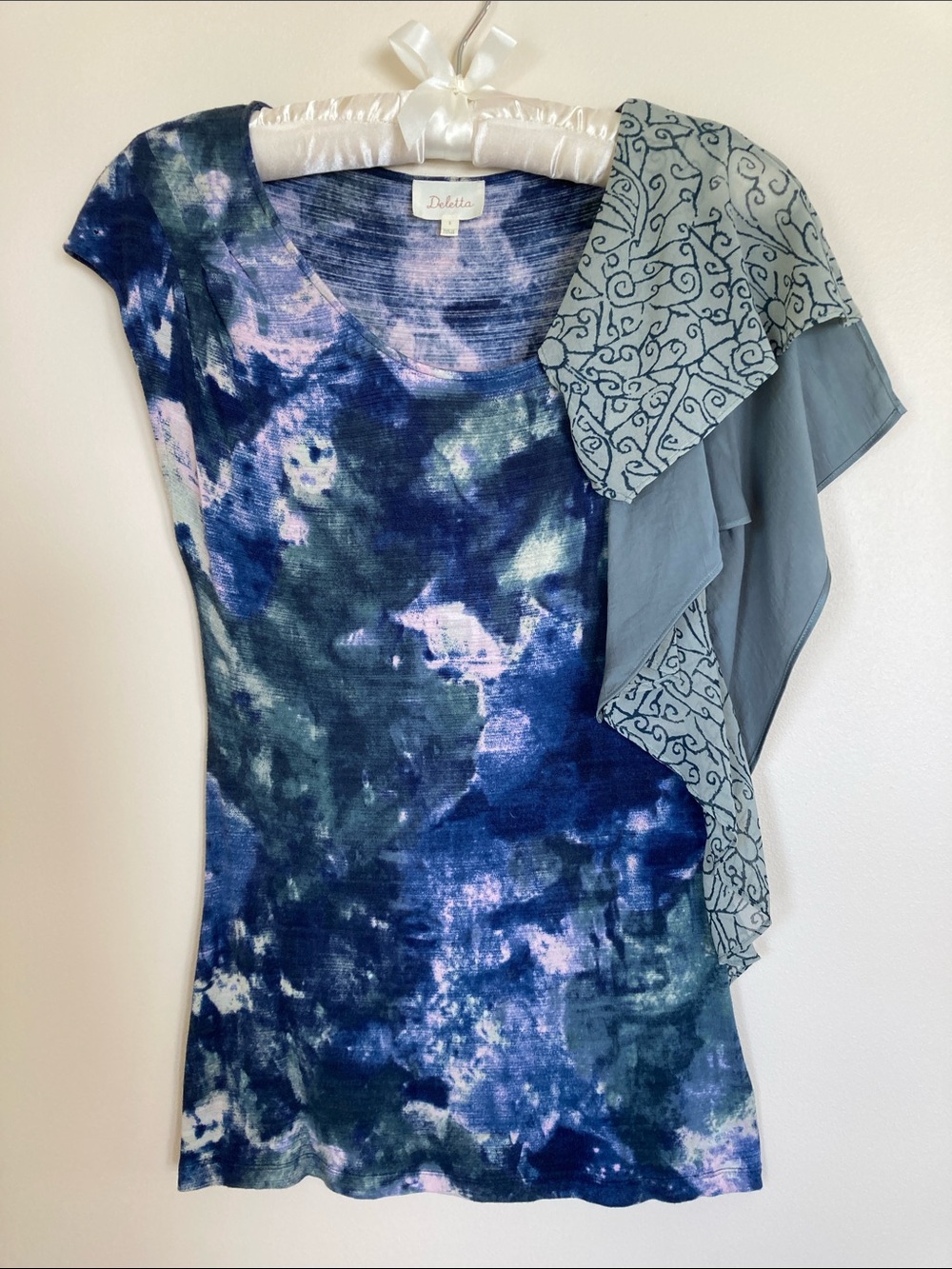 Romantic Floral Ruffle Sleeve Top S
